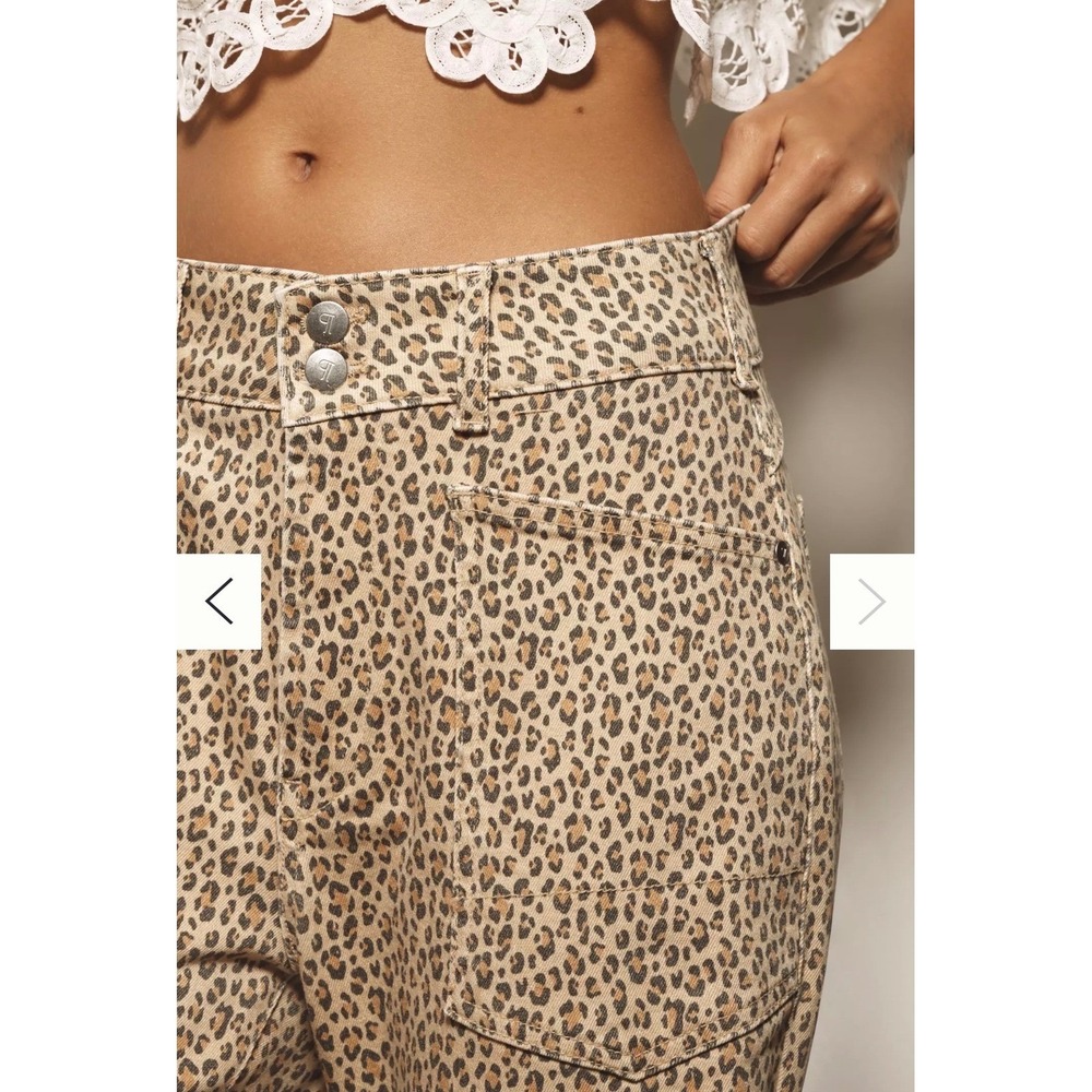 Pilcro Anthropologie Wanderer Mid-Rise Relaxed-Leg Jeans Leopard Utility Pants